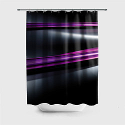 Шторка для душа Фиолетовые полосы на черном фоне, цвет: 3D-принт