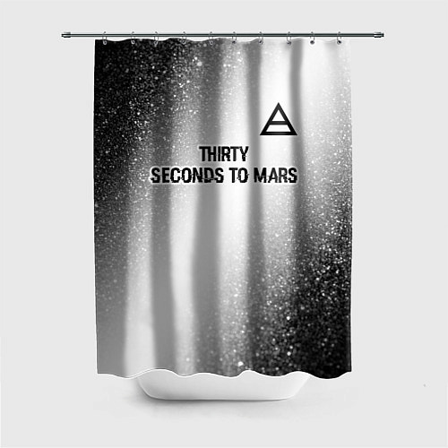 Шторка для ванной Thirty Seconds to Mars glitch на светлом фоне посе / 3D-принт – фото 1