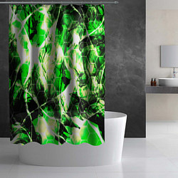 Шторка для душа Зелёные узоры джунгли, цвет: 3D-принт — фото 2