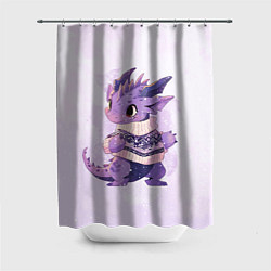 Шторка для душа Милый фиолетовый дракон, цвет: 3D-принт