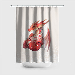 Шторка для ванной Красный дракон в свитере
