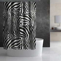 Шторка для душа Шкура зебры черно - белая графика, цвет: 3D-принт — фото 2
