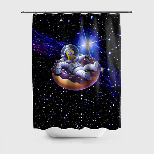 Шторка для ванной Космонавт Гомер Симпсон на пончике - нейросеть / 3D-принт – фото 1