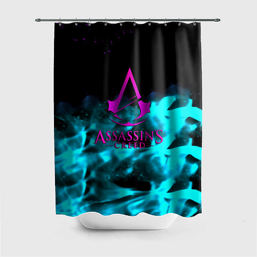 Шторка для ванной Assassins Creed flame neon / 3D-принт – фото 1