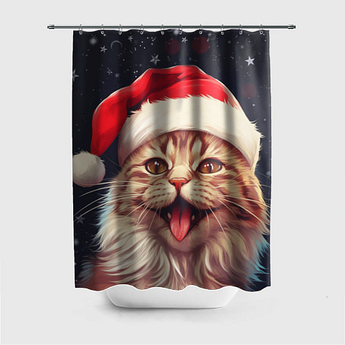 Шторка для ванной New Years mood from Santa the cat / 3D-принт – фото 1