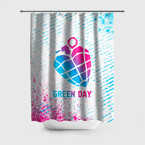Шторка для ванной Green Day neon gradient style / 3D-принт – фото 1