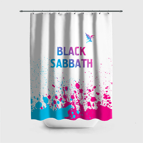 Шторка для ванной Black Sabbath neon gradient style посередине / 3D-принт – фото 1