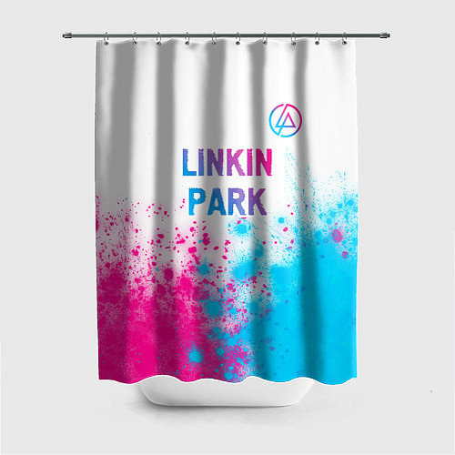 Шторка для ванной Linkin Park neon gradient style посередине / 3D-принт – фото 1