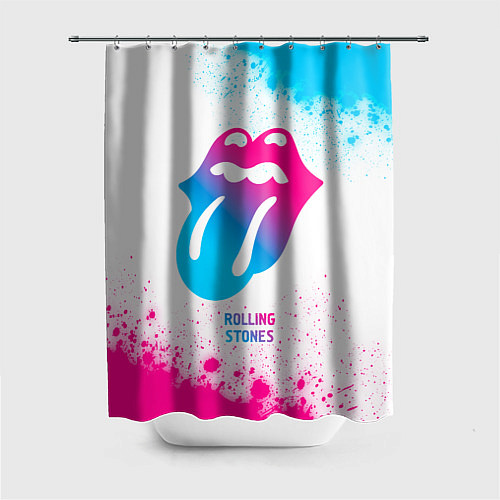 Шторка для ванной Rolling Stones neon gradient style / 3D-принт – фото 1