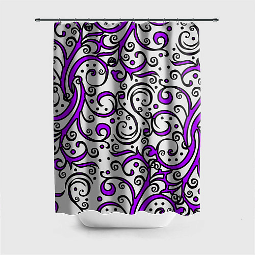 Шторка для ванной Фиолетовые кружевные узоры / 3D-принт – фото 1