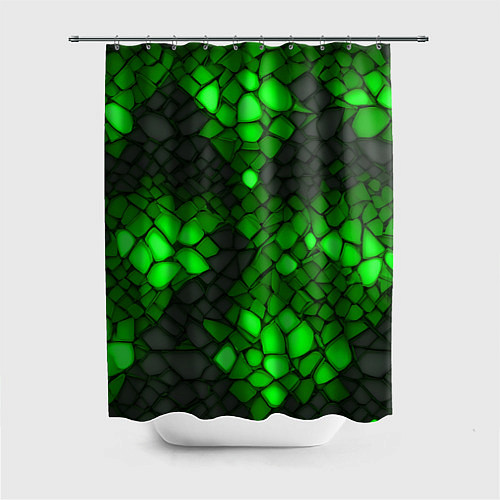 Шторка для ванной Зелёный трескающийся камень / 3D-принт – фото 1