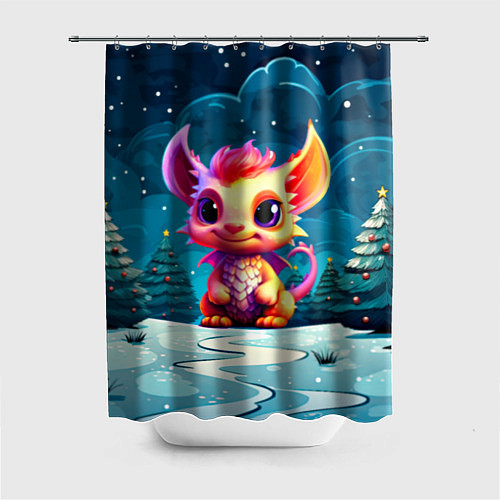 Шторка для ванной Маленький пушистый дракошка / 3D-принт – фото 1