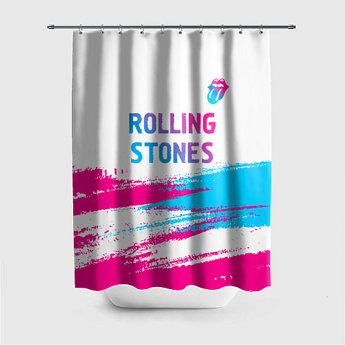 Шторка для ванной Rolling Stones neon gradient style посередине / 3D-принт – фото 1