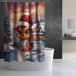 Шторка для душа Символ нового 2024 года маленький дракон, цвет: 3D-принт — фото 2