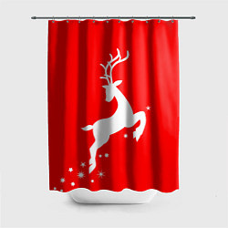 Шторка для душа Рождественский олень Red and white, цвет: 3D-принт