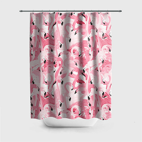 Шторка для ванной Стая розовых фламинго / 3D-принт – фото 1
