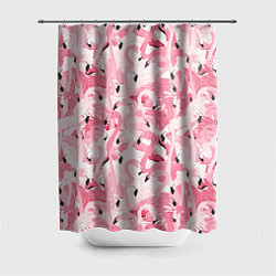 Шторка для ванной Стая розовых фламинго