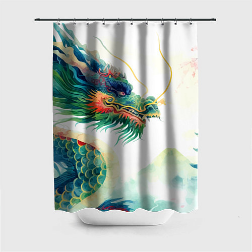 Шторка для ванной Japanese dragon - watercolor art / 3D-принт – фото 1