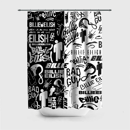 Шторка для ванной Billie Eilish чернобелые битва лого / 3D-принт – фото 1