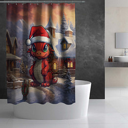 Шторка для душа Дракоша 2024 новогодний символ года, цвет: 3D-принт — фото 2