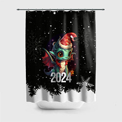 Шторка для душа Dragon black new year, цвет: 3D-принт