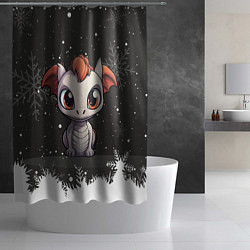 Шторка для душа Белый дракоша 2024, цвет: 3D-принт — фото 2