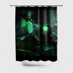 Шторка для душа Геометрическая текстурная зеленая абстракция, цвет: 3D-принт