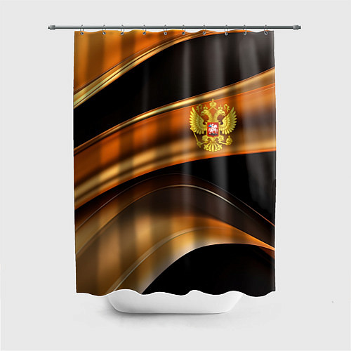 Шторка для ванной Герб России на черном золотом фоне / 3D-принт – фото 1