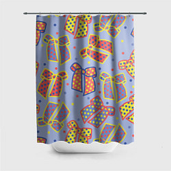 Шторка для ванной Узор с яркими разноцветными бантами в горошек