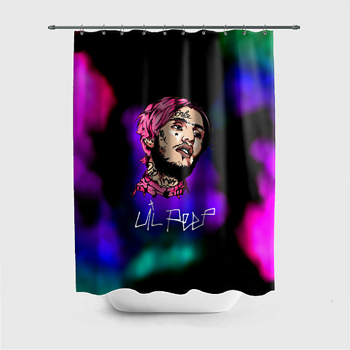 Шторка для ванной Lil peep рэп неоновый градиент / 3D-принт – фото 1