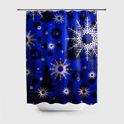 Шторка для ванной Зимние снежинки рождество