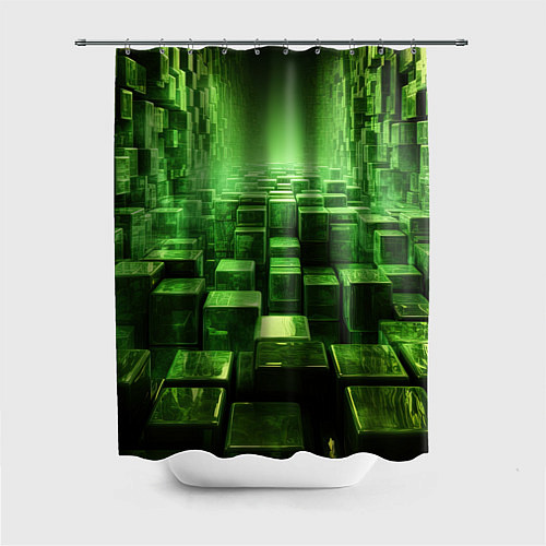 Шторка для ванной Зеленые квадраты в лабиринте / 3D-принт – фото 1