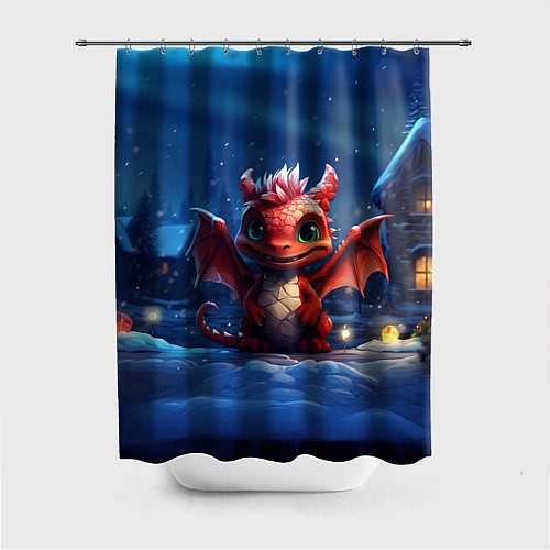 Шторка для ванной Красный маленький дракон / 3D-принт – фото 1