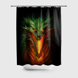 Шторка для ванной Зеленый огнедышащий дракон