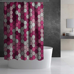 Шторка для душа Камуфляж гексагон розовый, цвет: 3D-принт — фото 2