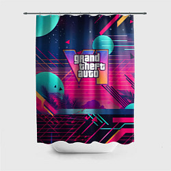 Шторка для душа GTA 6 логотип и абстракция, цвет: 3D-принт