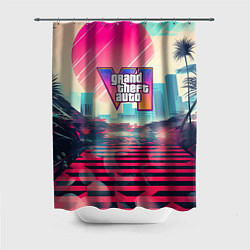 Шторка для душа GTA 6 retro abstract, цвет: 3D-принт