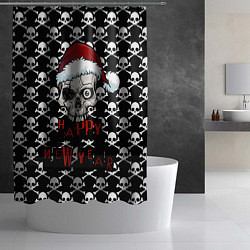 Шторка для душа Happy New Year новогодний череп, цвет: 3D-принт — фото 2