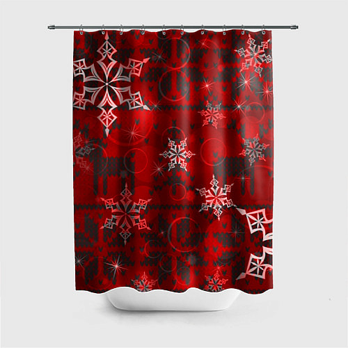Шторка для ванной Рождественские узоры снежинки / 3D-принт – фото 1