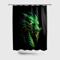 Шторка для душа Зеленый дракон иллюстрация, цвет: 3D-принт
