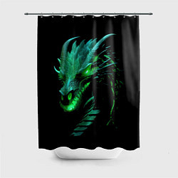 Шторка для ванной Дракон с зеленым свечением