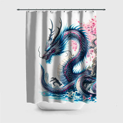 Шторка для ванной Японский акварельный дракон - ирезуми