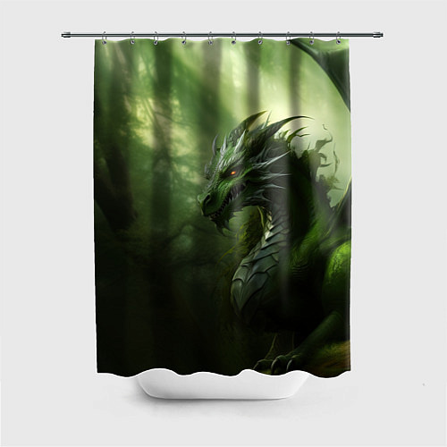 Шторка для ванной Зеленый лесной дракон символ 2024 года / 3D-принт – фото 1