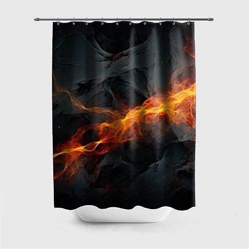 Шторка для ванной Оранжевая световая абстракция на черном / 3D-принт – фото 1