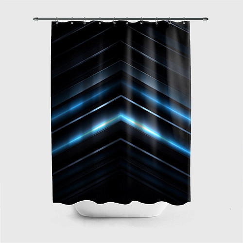 Шторка для ванной Синий неоновый яркий свет на черном абстрактном фо / 3D-принт – фото 1