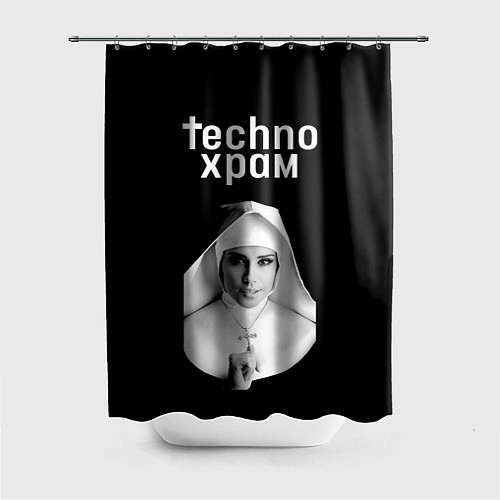 Шторка для ванной Techno храм монашка держит крестик / 3D-принт – фото 1