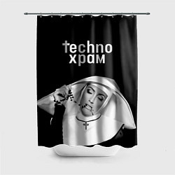Шторка для ванной Techno храм монашка и четки с крестиком