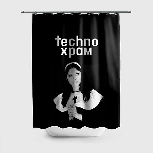 Шторка для ванной Techno храм монашка смотрит в небо / 3D-принт – фото 1
