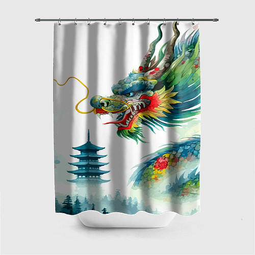 Шторка для ванной Japanese watercolor dragon - art / 3D-принт – фото 1