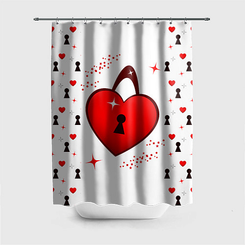 Шторка для ванной Сердечный замочек / 3D-принт – фото 1